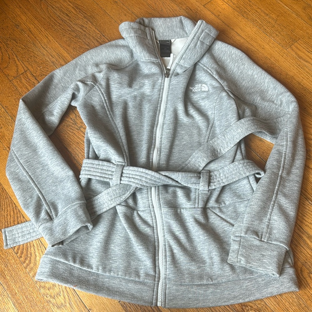 Women’s grey belted fleece jacket